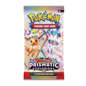 Image of a booster pack from the Prismatic Evolutions Pokémon TCG